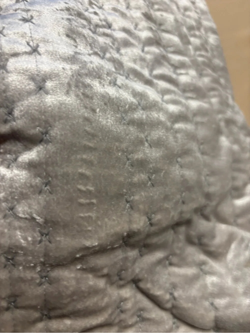 NEW Hotel Collection Quilted Standard Pillow Sham Silver Velvet Set of 1 READ
